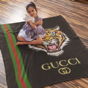 Gucci Tiger New Logo Fleece Blanket Fashion Brand Home Decor Luxury