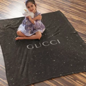 Gucci Dark Logo Fleece Blanket Luxury Fashion Brand Home Decor