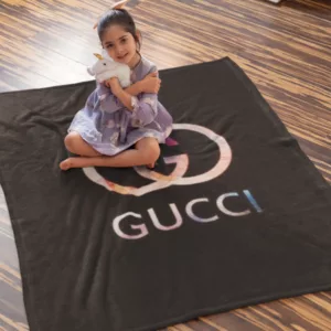 Gucci Black New Logo Fleece Blanket Fashion Brand Home Decor Luxury