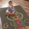 Gucci Logo Fleece Blanket Fashion Brand Home Decor Luxury