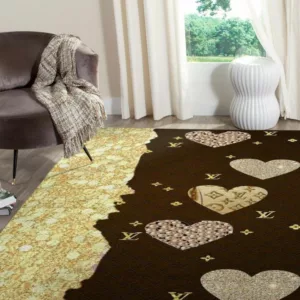 Louis Vuitton Heart Rectangle Rug Home Decor Fashion Brand Door Mat Area Carpet Luxury