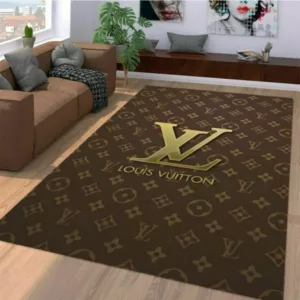 Louis Vuitton Brown Rectangle Rug Luxury Home Decor Area Carpet Fashion Brand Door Mat