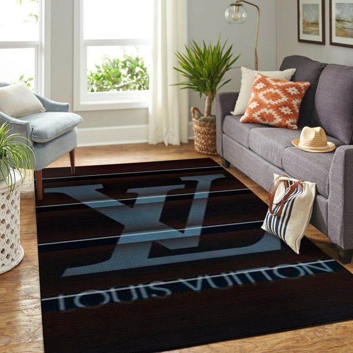 Louis Vuitton Grey Rectangle Rug Area Carpet Door Mat Home Decor Luxury Fashion Brand