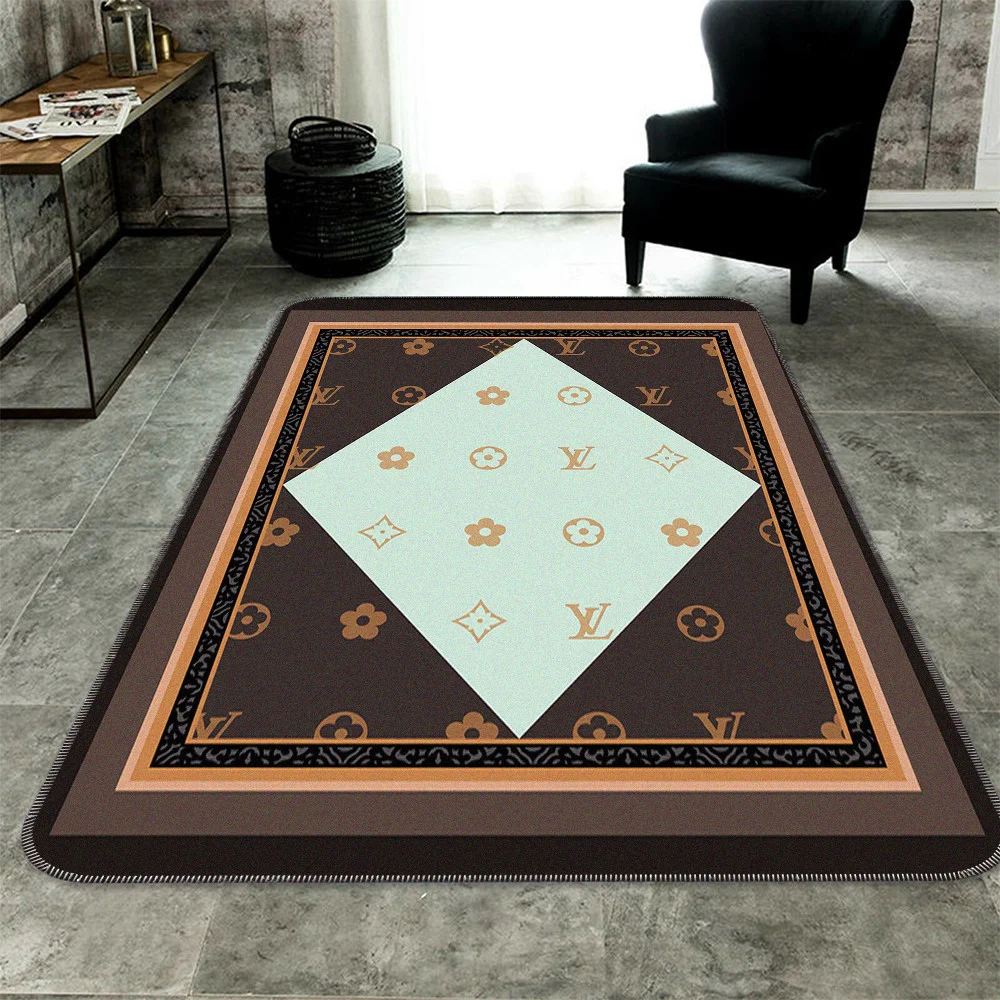 Louis Vuitton Rectangle Rug Fashion Brand Area Carpet Door Mat Home Decor Luxury