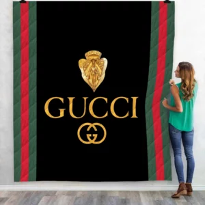 Gucci Black Logo Fleece Blanket Fashion Brand Home Decor Luxury