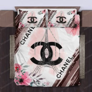 Flower Chanel Logo Brand Bedding Set Bedspread Home Decor Luxury Bedroom