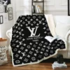 Louis Vuitton Black Fleece Blanket Fashion Brand Luxury Home Decor