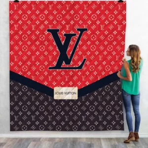 Louis Vuitton Red Black Fleece Blanket Fashion Brand Luxury Home Decor