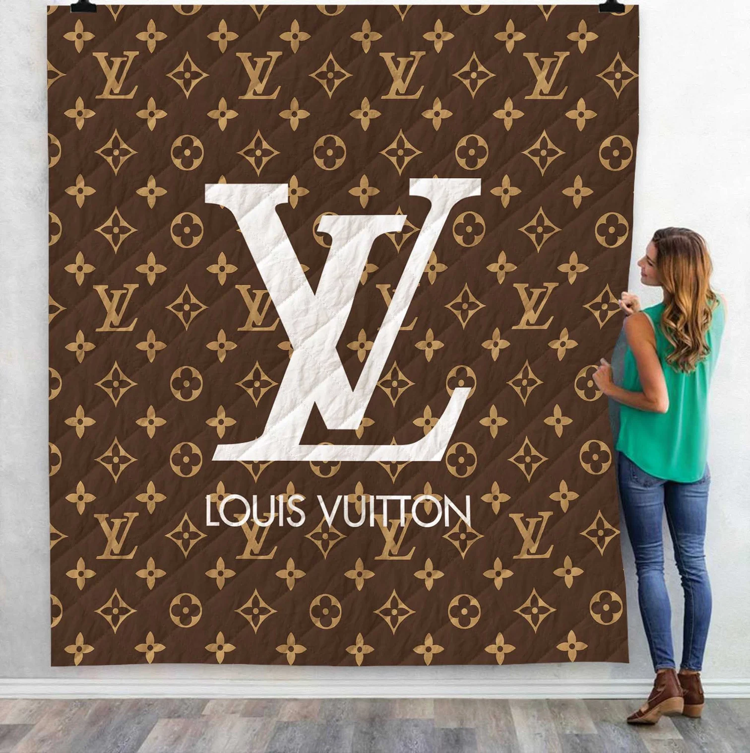 Louis Vuitton Brown White Logo Fleece Blanket Home Decor Fashion Brand Luxury