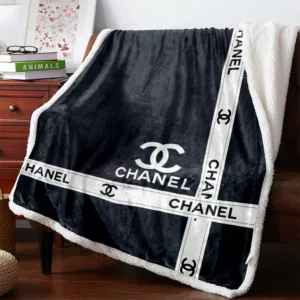 Chanel Grey Logo Fleece Blanket Fashion Brand Home Decor Luxury