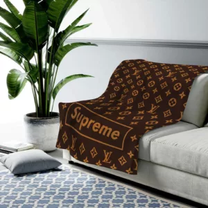 Louis Vuitton Supreme Brown Fleece Blanket Luxury Fashion Brand Home Decor