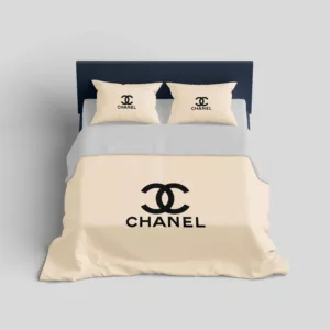 Chanel Beige Logo Brand Bedding Set Luxury Bedspread Home Decor Bedroom