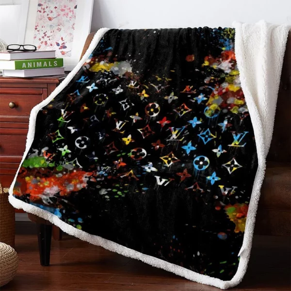 Louis Vuitton Colorful Fleece Blanket Luxury Fashion Brand Home Decor