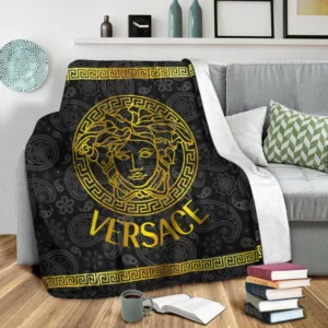 Versace Black Fleece Blanket Fashion Brand Luxury Home Decor