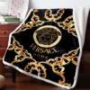 Versace Black Golden Fleece Blanket Luxury Fashion Brand Home Decor