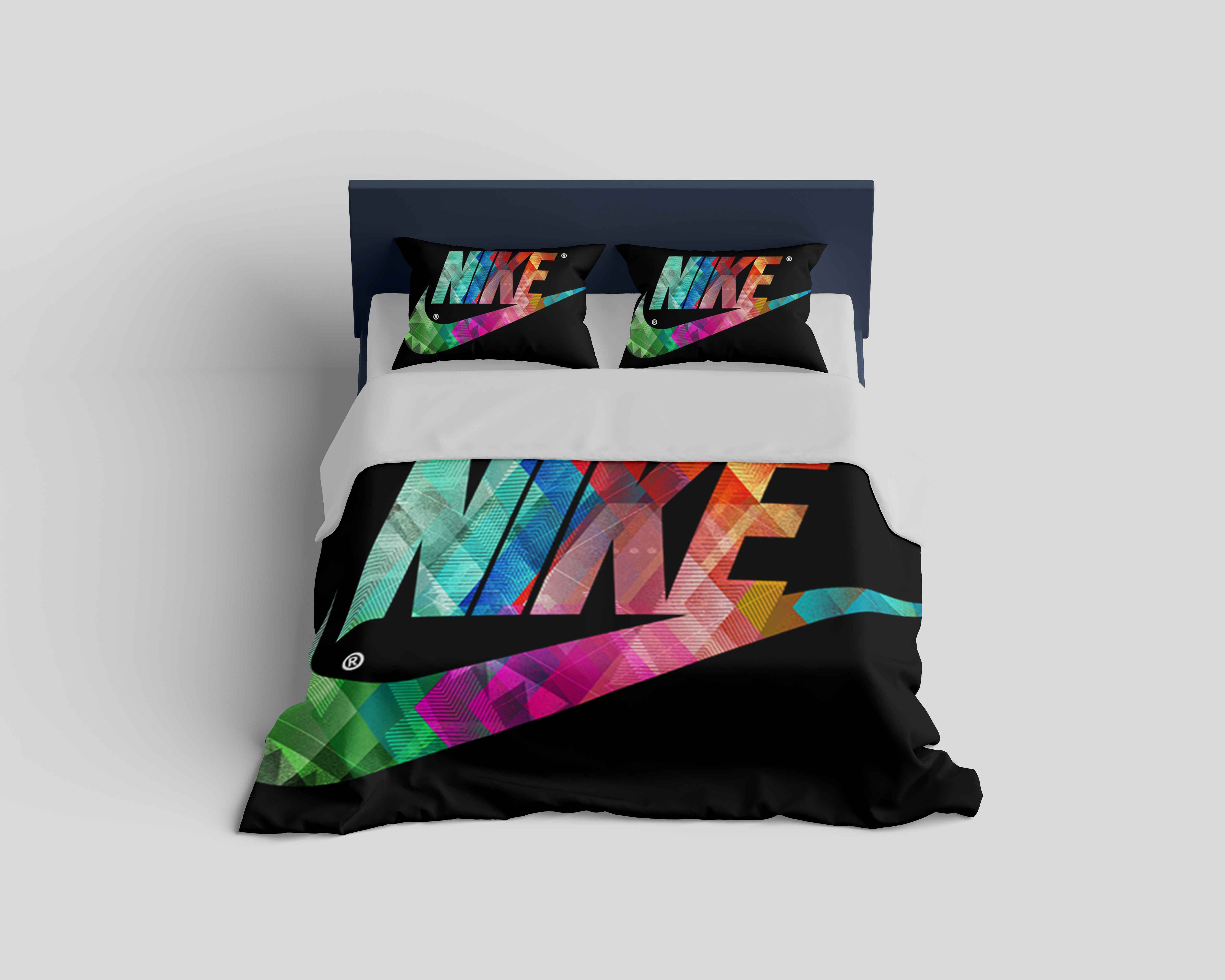 Nike Colorful Logo Brand Bedding Set Bedspread Bedroom Luxury Home Decor