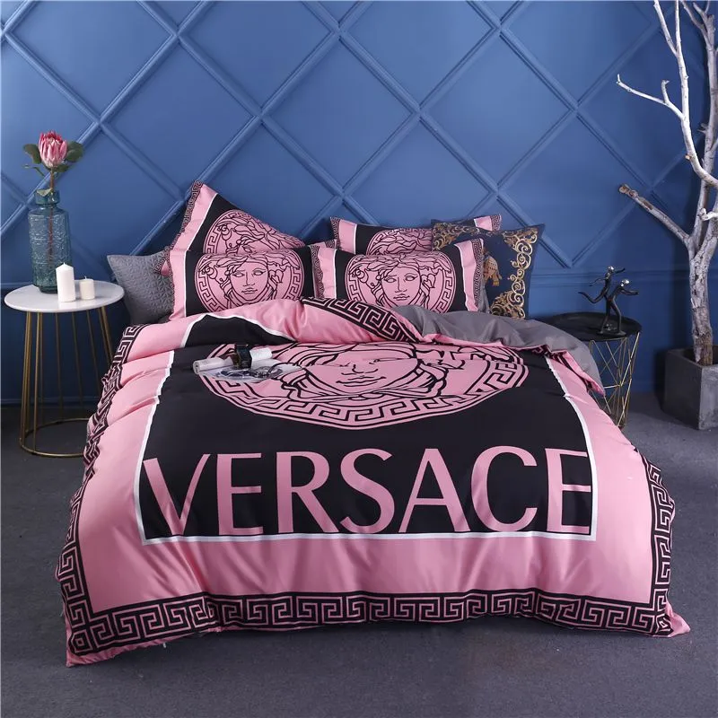 Versace Logo Brand Bedding Set Bedroom Bedspread Luxury Home Decor