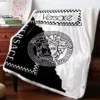 Versace Black White Logo Fleece Blanket Fashion Brand Luxury Home Decor