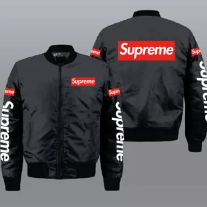 Supreme Black Bomber Jacket Fashion Brand Outfit Luxury