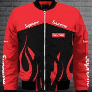 Supreme Red Black Bomber Jacket Luxury Outfit Fashion Brand