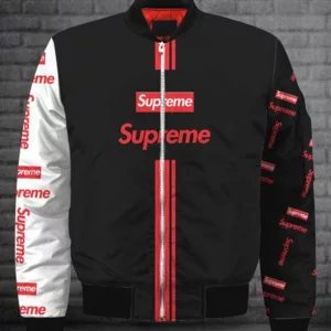 Supreme Black Bomber Jacket Luxury Fashion Brand Outfit