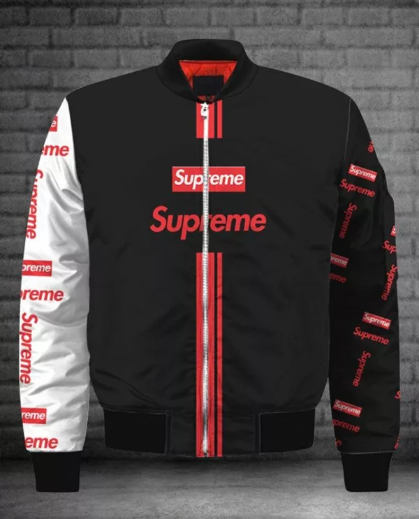 Supreme Black Bomber Jacket Outfit Fashion Brand Luxury