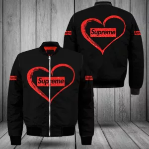 Supreme Heart Black Bomber Jacket Fashion Brand Luxury Outfit