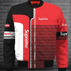 Supreme Logo Red Bomber Jacket Outfit Luxury Fashion Brand