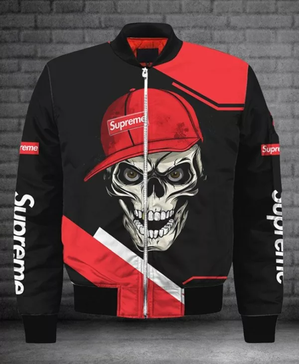 Supreme Skull Black Bomber Jacket Fashion Brand Outfit Luxury