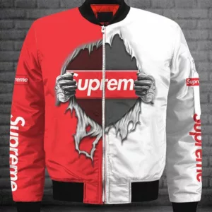 Supreme Red White Bomber Jacket Outfit Luxury Fashion Brand