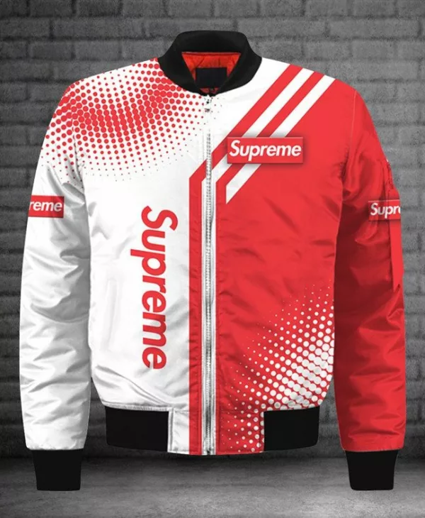 Supreme White Red Bomber Jacket Outfit Luxury Fashion Brand