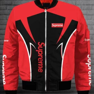 Supreme Red Black Bomber Jacket Fashion Brand Outfit Luxury