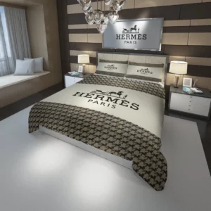 Hermes Logo Brand Bedding Set Bedroom Home Decor Luxury Bedspread