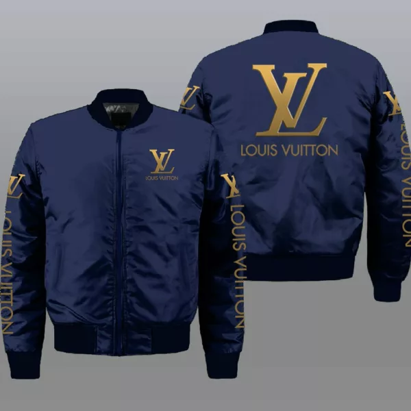 Louis Vuitton Blue Bomber Jacket Fashion Brand Outfit Luxury