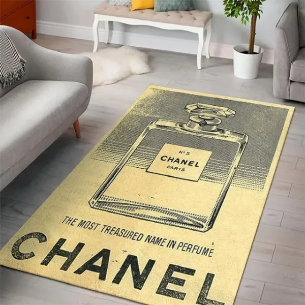 Chanel Perfume Rectangle Rug Fashion Brand Home Decor Door Mat Area Carpet Luxury