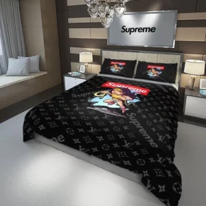 Louis Vuitton Supreme Wonder Woman Logo Brand Bedding Set Bedroom Bedspread Luxury Home Decor