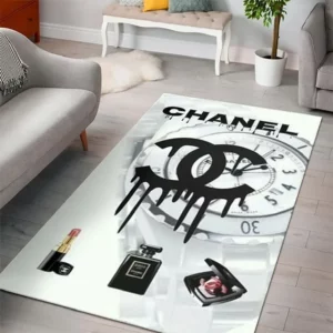 ChanelClock Rectangle Rug Area Carpet Luxury Home Decor Fashion Brand Door Mat