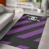 Chanel Black Violet Gradient Rectangle Rug Luxury Door Mat Area Carpet Home Decor Fashion Brand