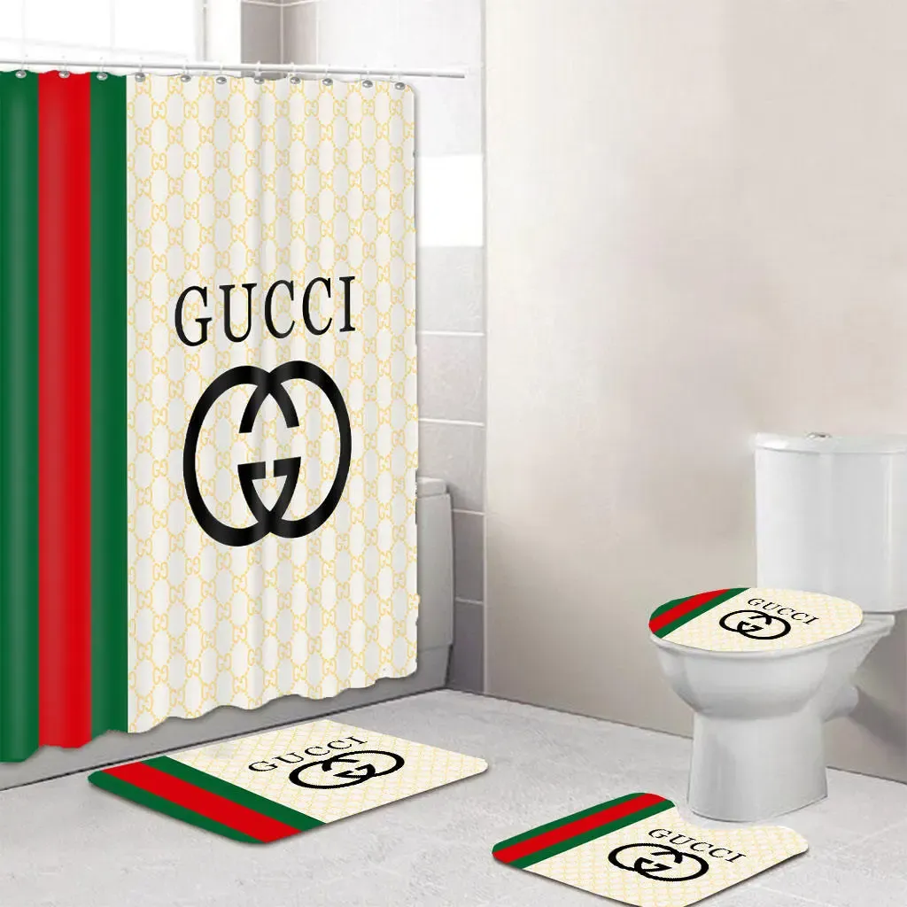 Gucci Yellow Bathroom Set Home Decor Bath Mat Luxury Fashion Brand Hypebeast