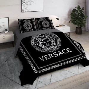 Versace Black Logo Brand Bedding Set Bedspread Luxury Bedroom Home Decor