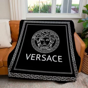 Versace Black Fleece Blanket Luxury Home Decor Fashion Brand