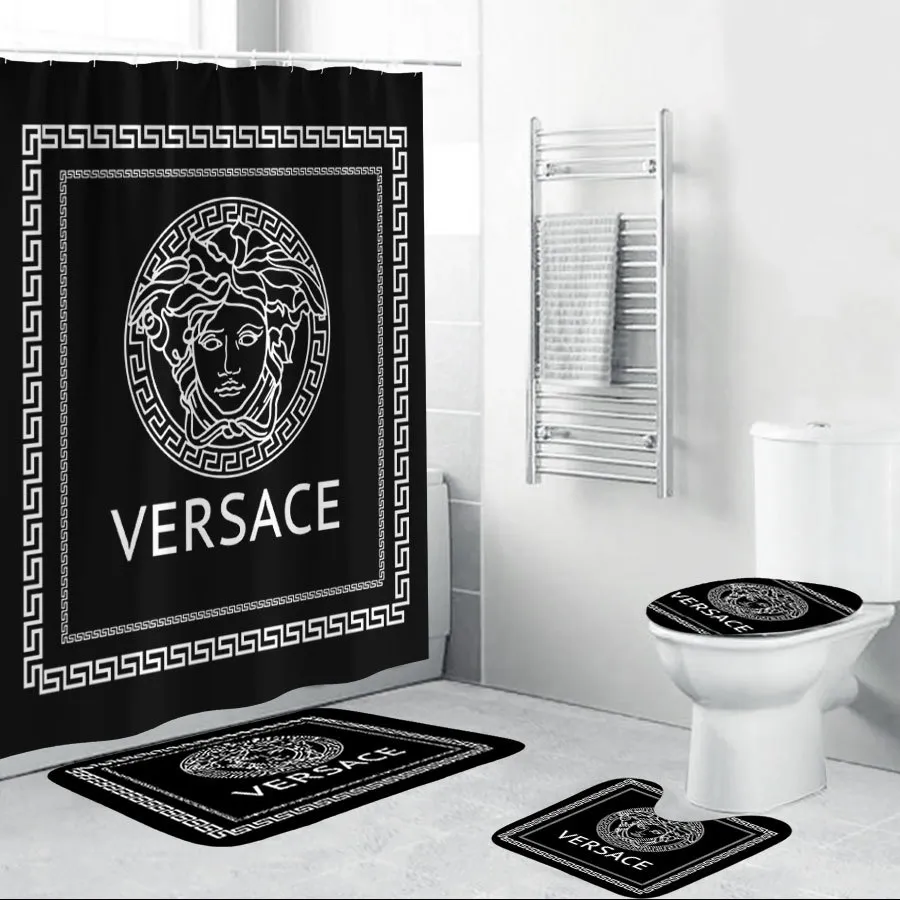 Versace Black Bathroom Set Luxury Fashion Brand Home Decor Hypebeast Bath Mat