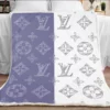 Louis Vuitton Blue White Fleece Blanket Fashion Brand Home Decor Luxury