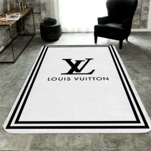 Louis Vuitton White Rectangle Rug Area Carpet Fashion Brand Door Mat Home Decor Luxury