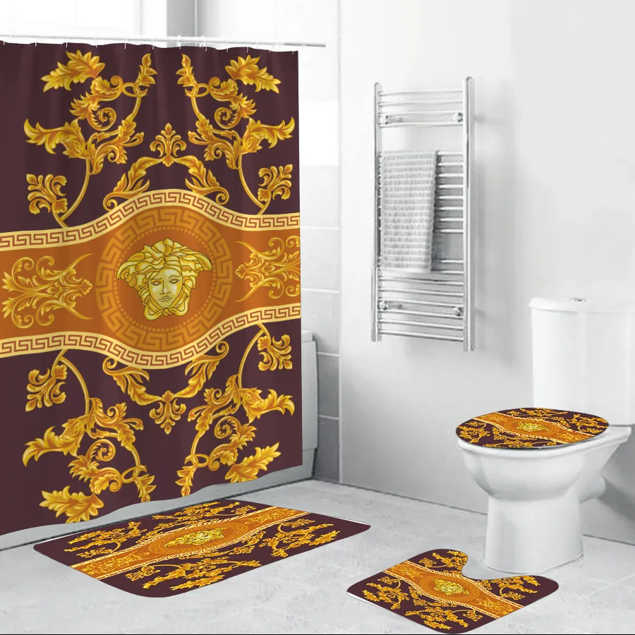 Versace Golden Bathroom Set Luxury Fashion Brand Hypebeast Home Decor Bath Mat