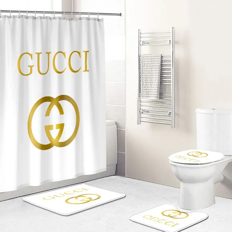 Gucci Golden Bathroom Set Luxury Fashion Brand Hypebeast Home Decor Bath Mat