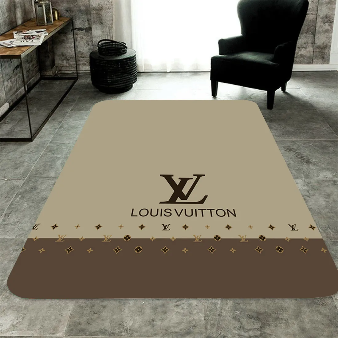 Louis Vuitton Light Grey Rectangle Rug Area Carpet Fashion Brand Luxury Home Decor Door Mat