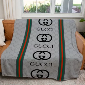 Gucci Logo Fleece Blanket Fashion Brand Home Decor Luxury
