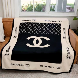 Chanel Logo Fleece Blanket Home Decor Fashion Brand Luxury