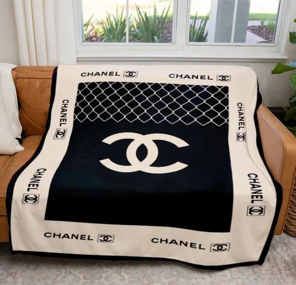 Chanel Logo Fleece Blanket Home Decor Fashion Brand Luxury